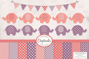 Girls Vintage Elephants Clipart, an Illustration by Amanda Ilkov