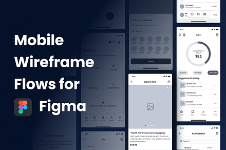Mobile Wireframe Flows Kit for Figma, a Wireframe Template by Fantastic Greg