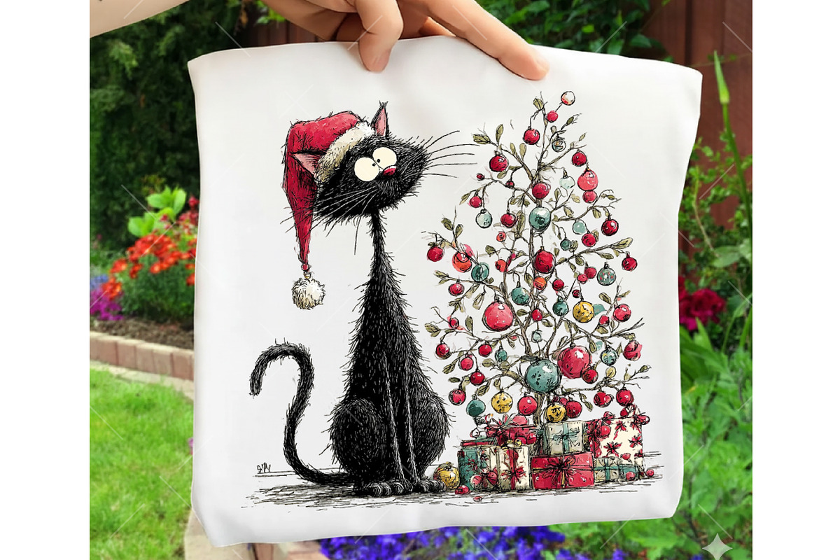 Whimsical Christmas Cats Clipart, an Illustration by OK Design (Photo 5 of 6)