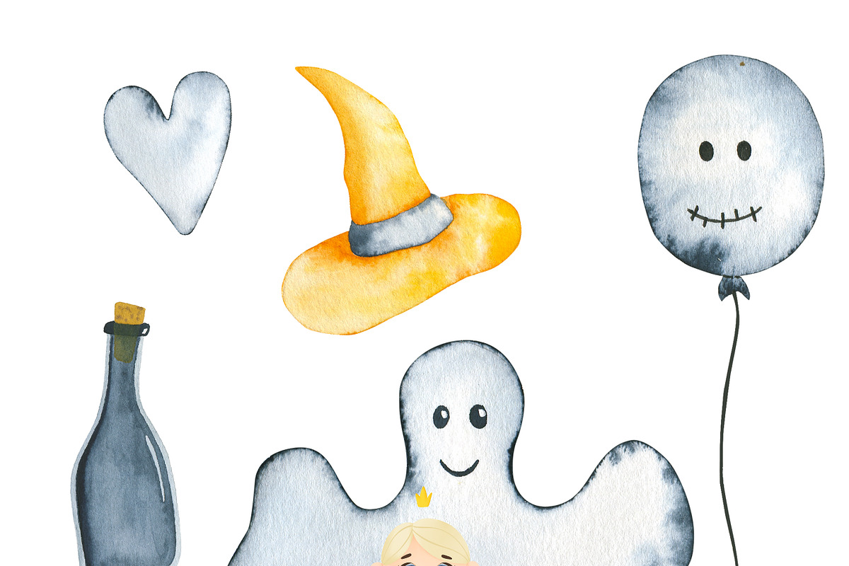 Watercolor Halloween Clipart, an Illustration by Natalya_Mona_Art (Photo 5 of 10)