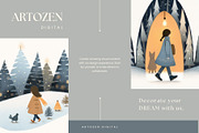 8 Christmas cute girl grey trees, a Seasonal Illustration by ARTOZEN DIGITAL (Thumbnail 11 of 15)