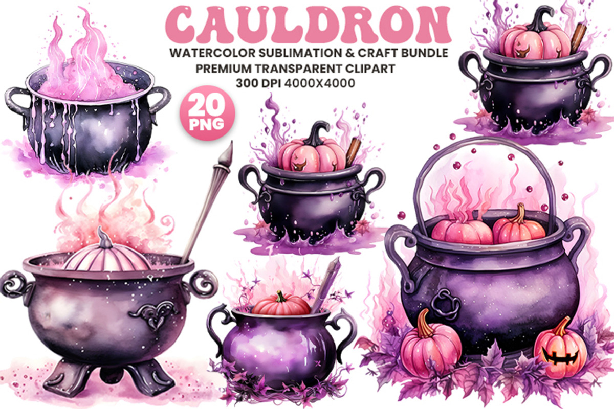 Halloween Pink Cauldron PNG Bundle, a Seasonal Illustration by Creative Arslan (Photo 1 of 7)