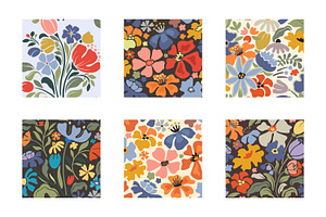 Modern Floral Seamless Patterns