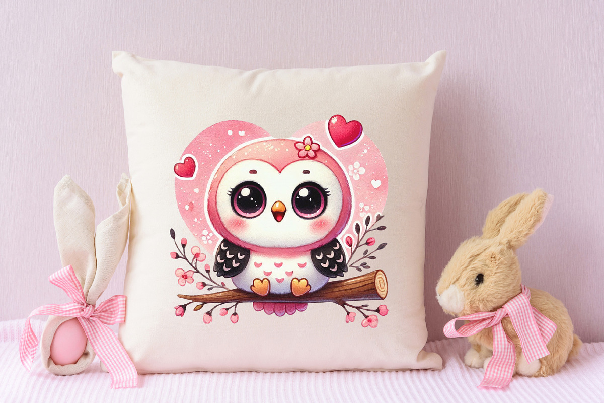 Cute Kawai Owl Valentine Sublimation, an Animal Illustration by RobertsArt (Photo 6 of 7)