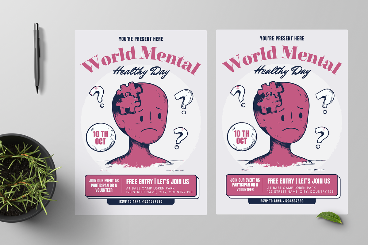 World Mental Healthy Day Flyer, a Flyer Template by Annora Studio (Photo 2 of 5)