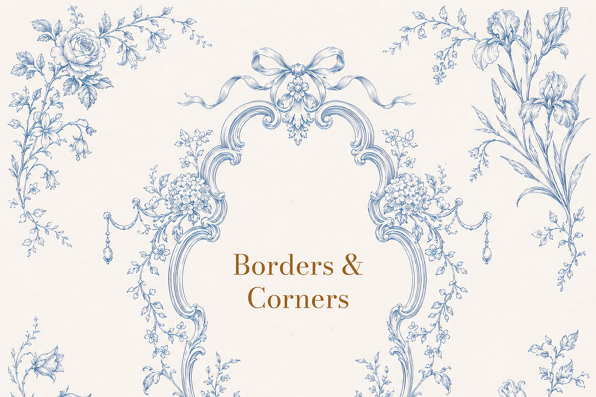 Vintage Toile de Jouy Frames Florals, an Object Graphic by Olya Creative (Photo 8 of 15)