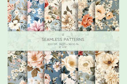 Pastel Floral Seamless Patterns