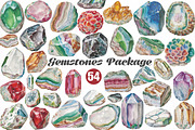 Gemstones Watercolor Package, an Illustration by DreamCafeArt (Thumbnail 1 of 7)