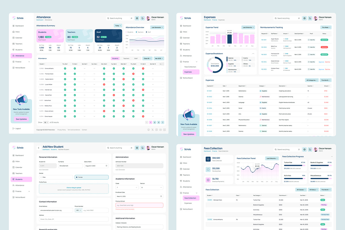 Schola – School Management Dashboard, an UI Kit Template by peterdraw (Photo 6 of 7)