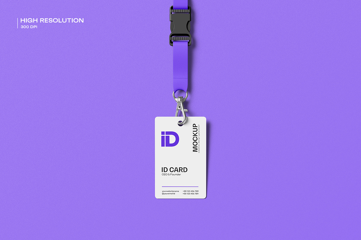ID Card Mockup with Lanyard, a Product Mockup by Ram Studio LLC (Photo 3 of 10)
