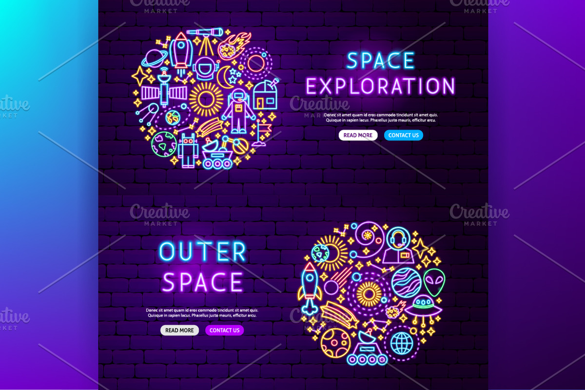 Outer Space Cosmos Neon Vector Icons, an Outline Icon by Anna_leni (Photo 6 of 9)