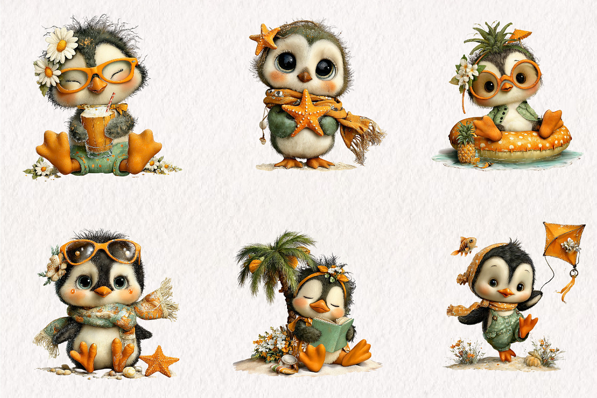 Whimsical Summer Penguin Clipart PNG, an Illustration by CreationArt (Photo 6 of 7)