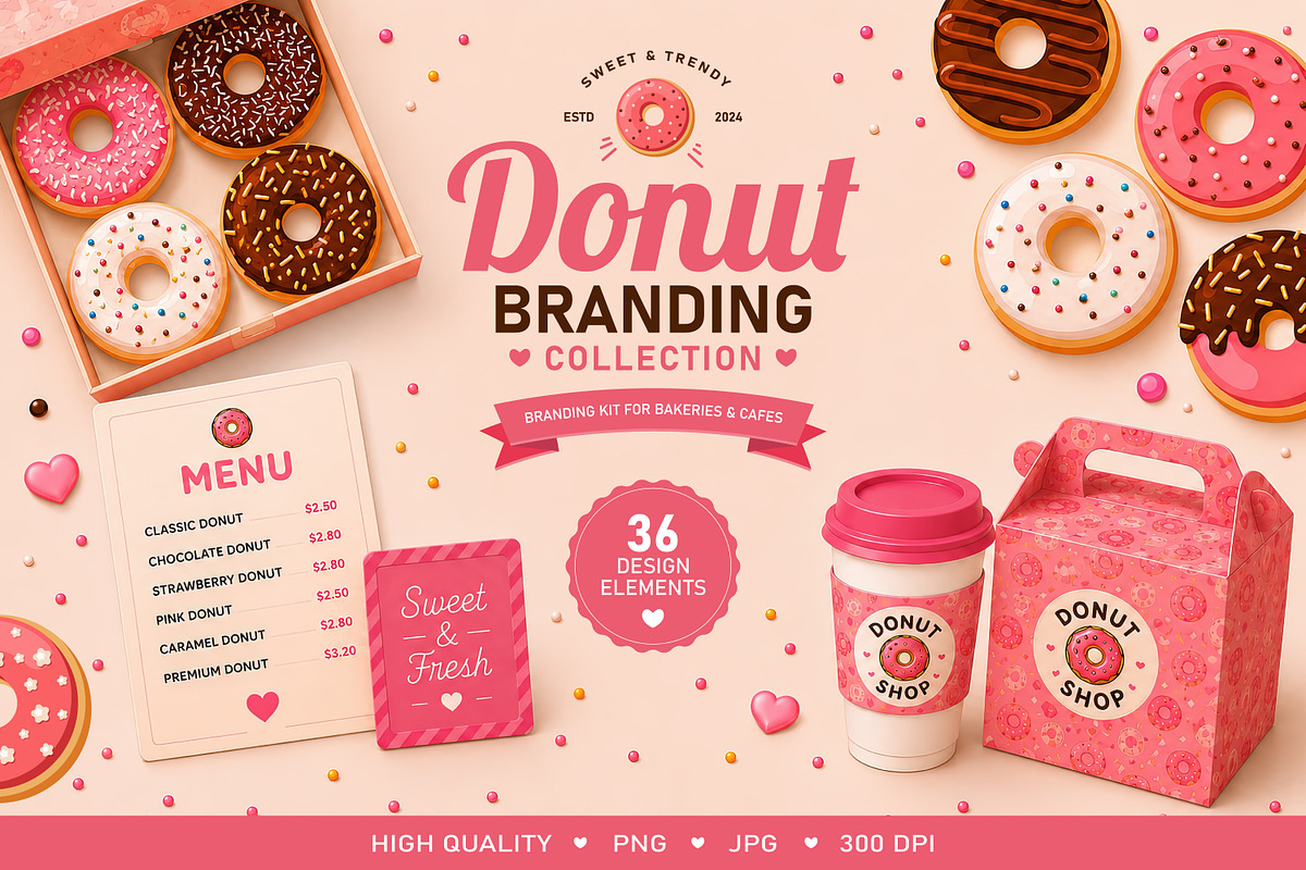 Donut Illustration & Branding Kit, an Object Graphic by Multigon (Photo 1 of 6)