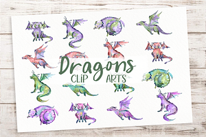 Cute Colored Dragons - Clip Art Set, an Illustration by Tati Bordiu