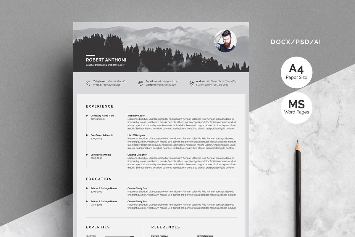 Resume/CV With Cover Letter, a Resume Template by White Graphic (Photo 1 of 2)