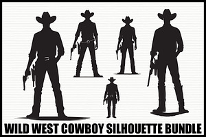 Wild West Cowboy Silhouette Set, an Illustration by Gfx_Store