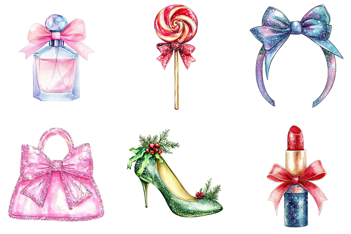 Coquette Gilter Christmas Clipart, an Illustration by DreamArtGraphic (Photo 4 of 5)