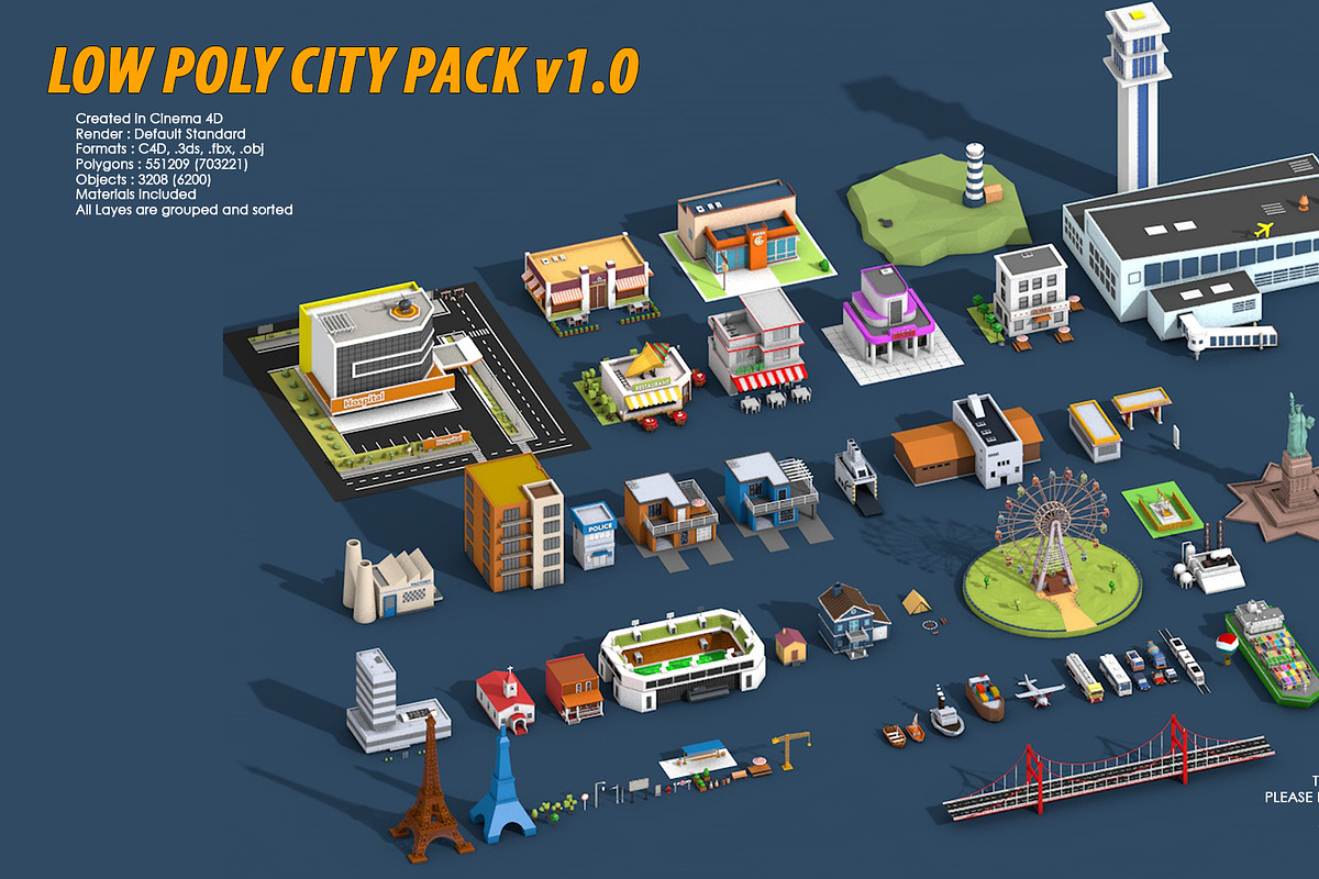 Low Poly City Pack 1, an Architecture 3D Model by multimedia4ds (Photo 1 of 40)