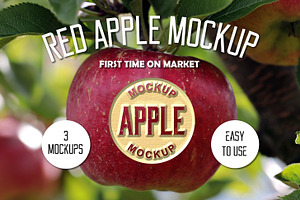Red Apple mockup + (2 mockups)