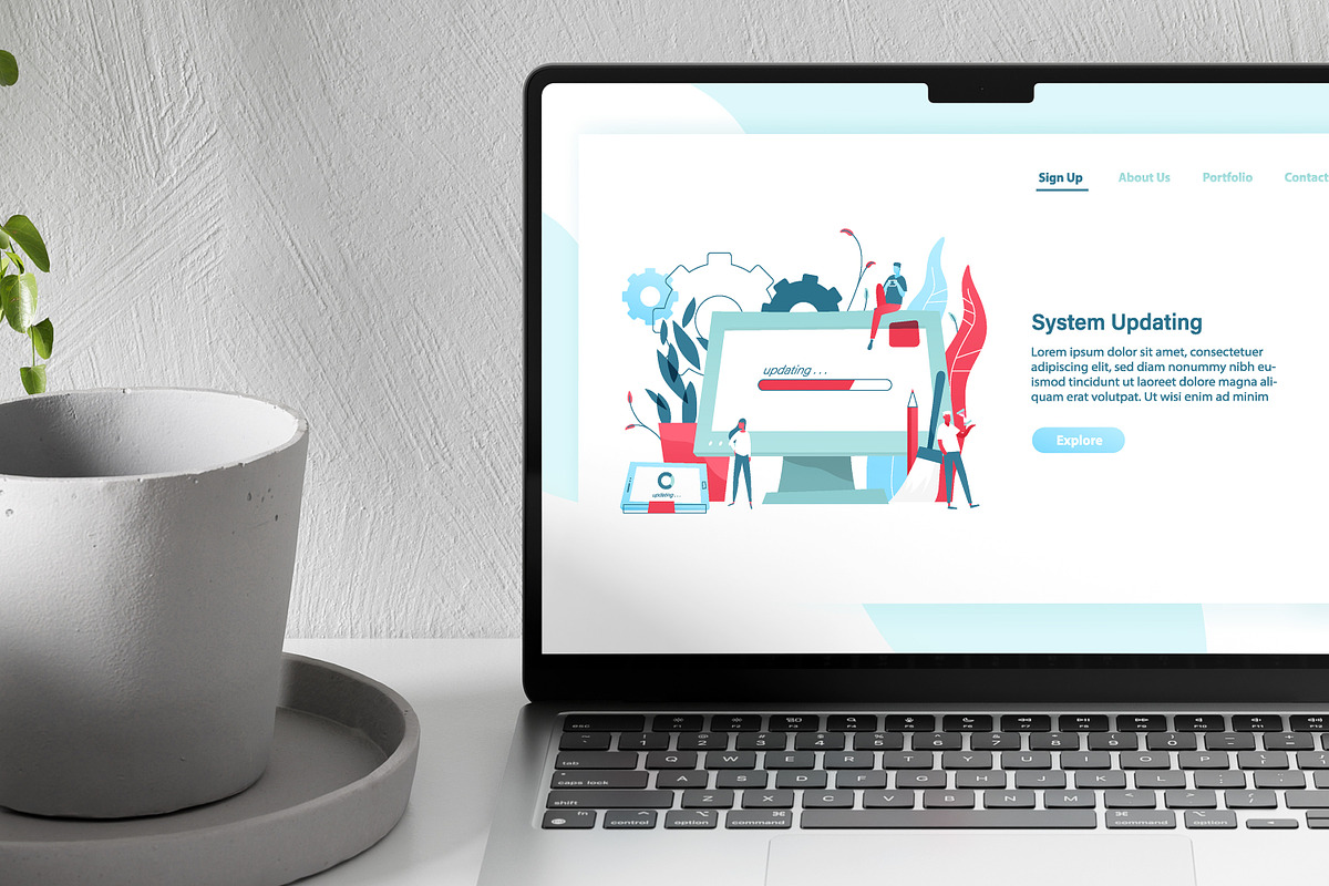 System updating concept banner, a Technology Illustration by Good Studio (Photo 3 of 3)
