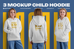 3 Mockups of a Children's Hoodie