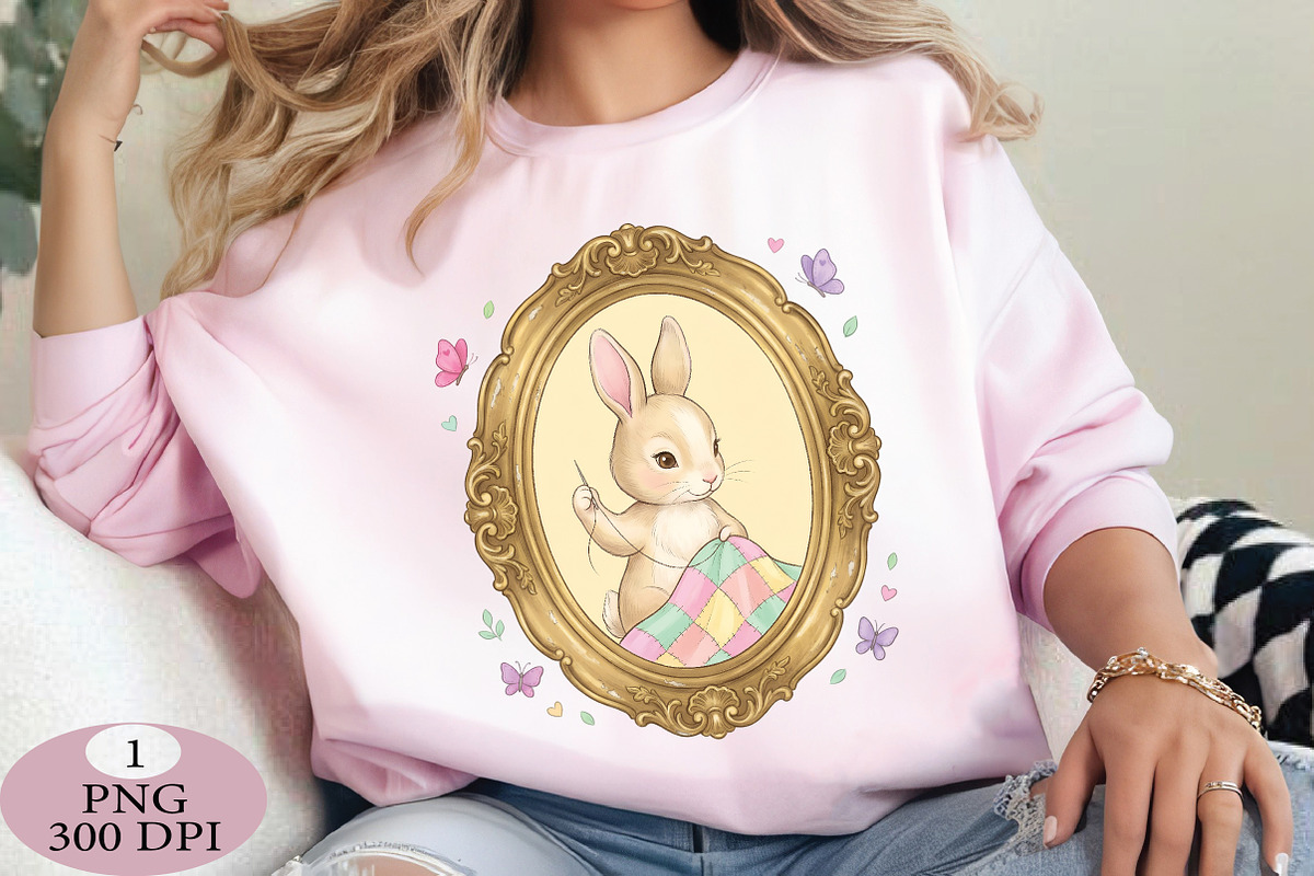 Cute Bunny Mom Sewing Quilt PNG, an Illustration by Daily.Designs (Photo 4 of 5)