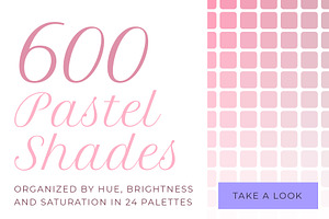 600 pastel shades color swatches