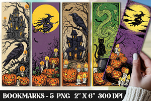 Vintage Halloween Printable Bookmark, an Illustration by OK Design