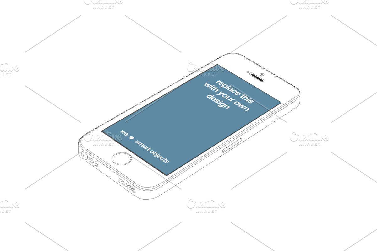 Outlined iPhone 5s mockups (5), an iPhone Mockup by Around Seven Products (Photo 3 of 5)