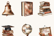Vintage Schoolhouse Clipart Bundle, an Object Illustration by BusyDaydesign (Thumbnail 5 of 9)