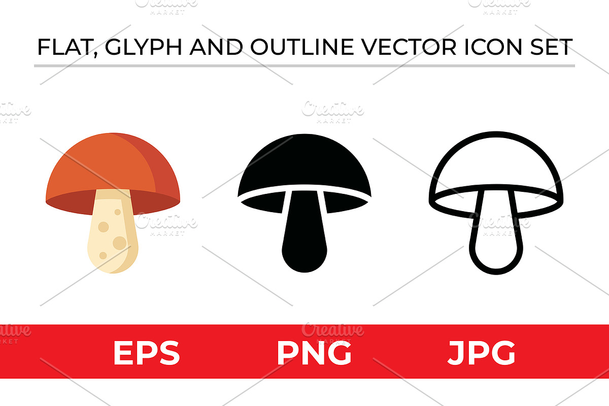 Mushroom Icon Set - 3 Styles, an Outline Icon by Artonix (Photo 1 of 2)