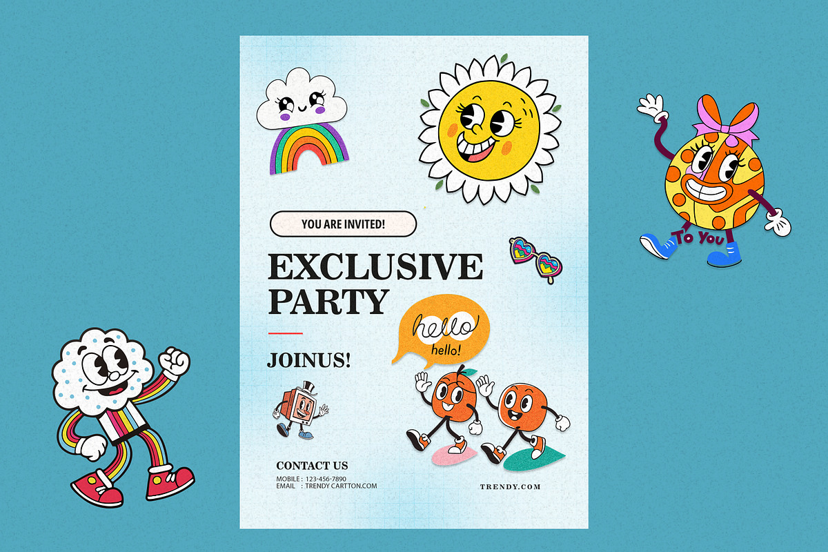 Trendy Cartoon Illustration Set, an Illustration by Helospace (Photo 6 of 10)