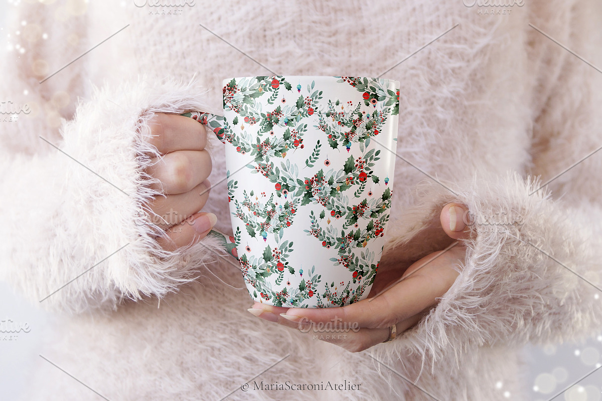 Watercolor Christmas Collection, a Decorative Illustration by MariaScaroniAtelier (Photo 10 of 11)