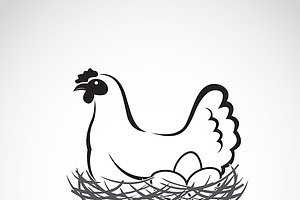 Hen laying eggs in its nest, an Icon by yod67