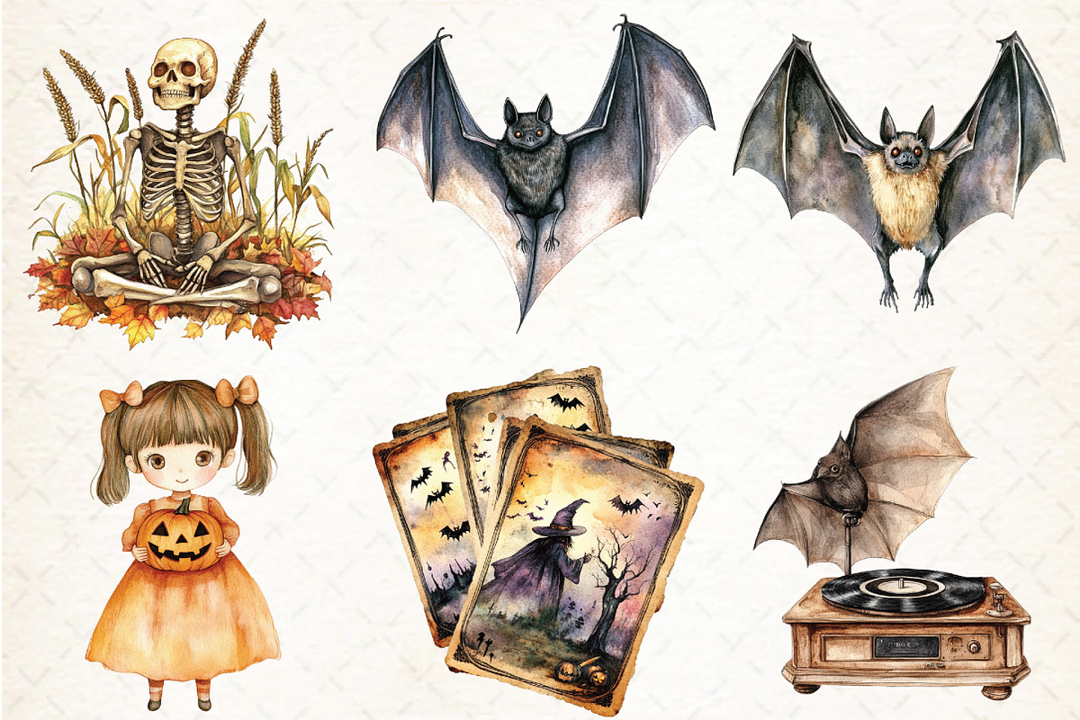 Vintage Halloween Clipart Collection, an Illustration by Libby Wishes (Photo 7 of 9)