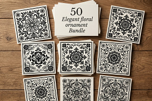 50 Elegant Floral Ornament Bundle