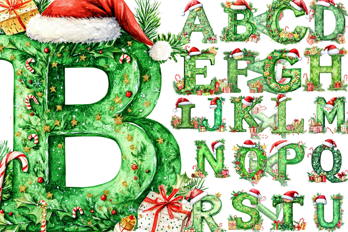 Christmas Alphabet Gold Letters Png, a Seasonal Illustration by Designking (Photo 1 of 4)