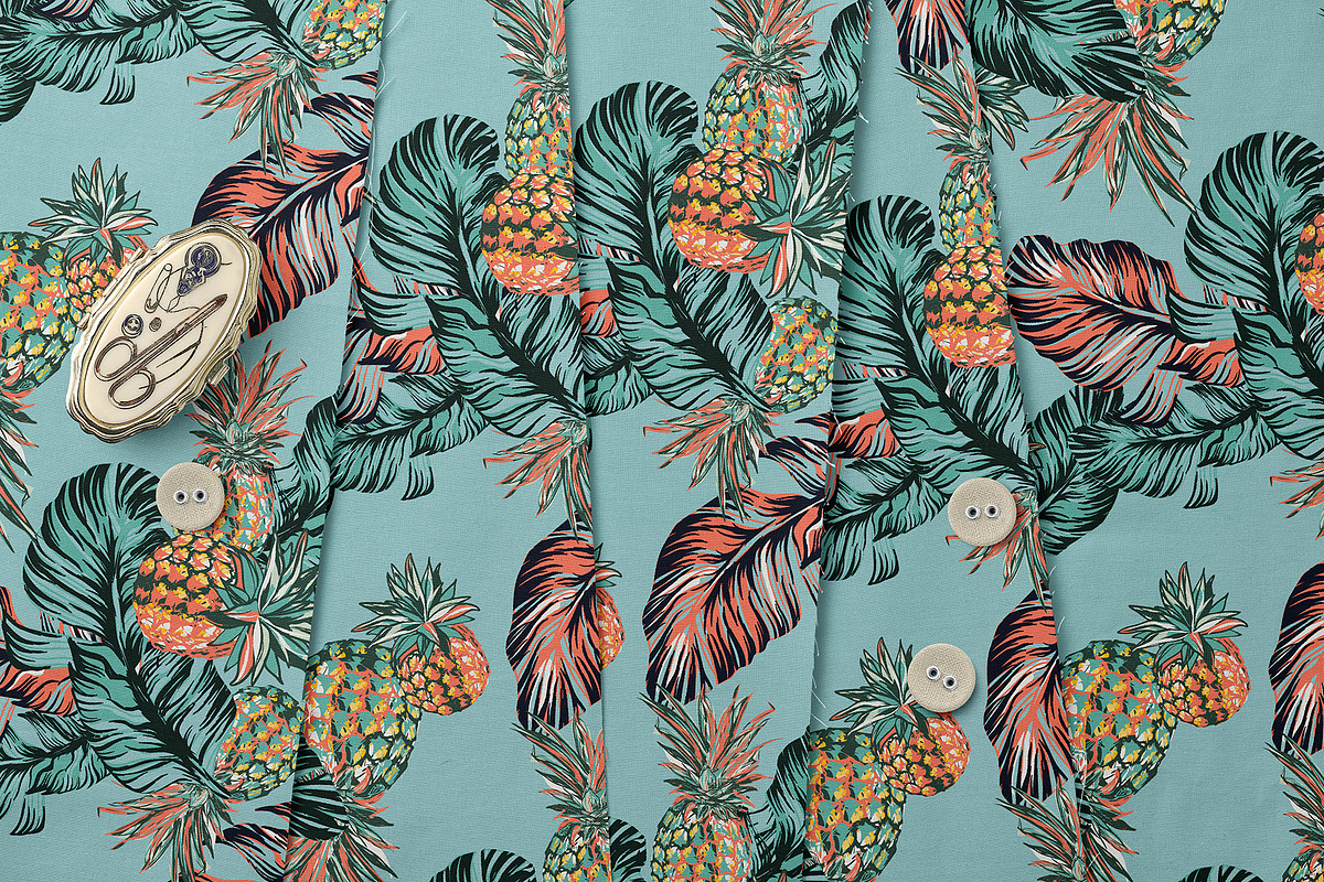 Tropical Leaf and Pineapple Pattern, a Pattern Graphic by StudioGlouna (Photo 2 of 5)