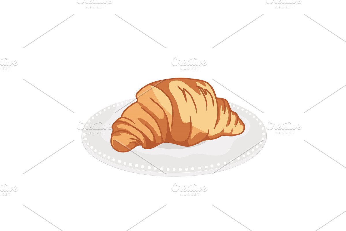 Fresh baked croissant on a cute, an Object Illustration by Toltemara
