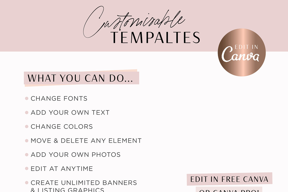 Rose Gold Etsy Shop Branding Kit, a Branding & Logo Template by Macarons and Mimosas (Photo 8 of 9)