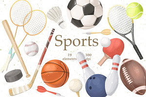 Sports Clipart, Sports Ball PNG, a Sport Illustration by ArtGiftsStudio