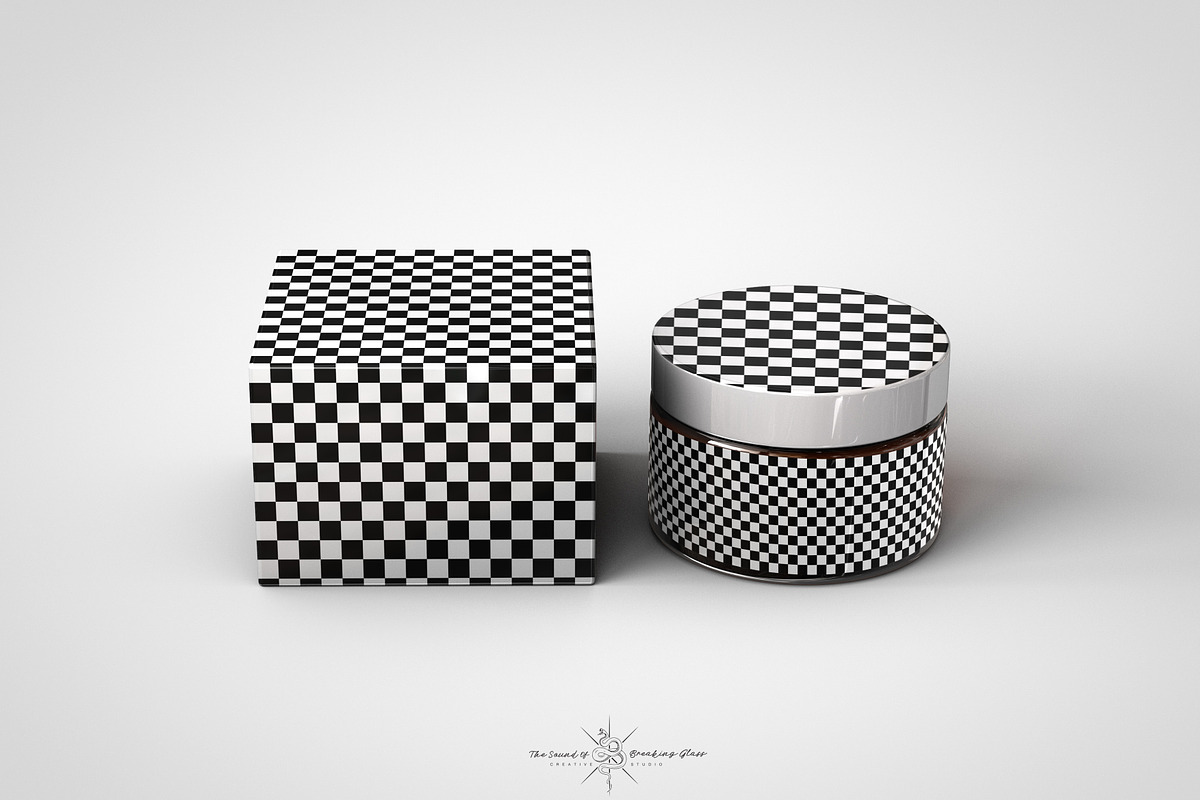 Amber Cosmetics Pot & Box Mock-Up, a Packaging Mockup by TSOBG (Photo 4 of 21)
