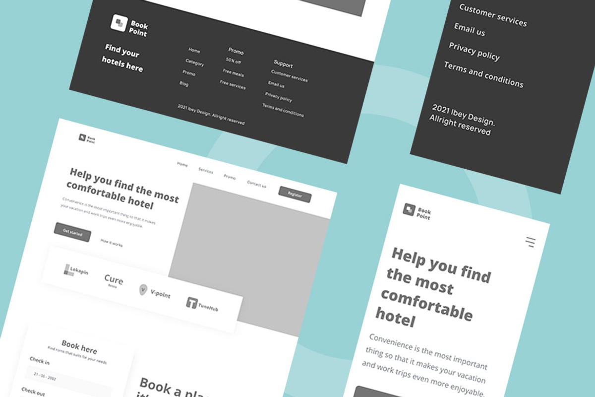 Hotel Booking Wireframe Website