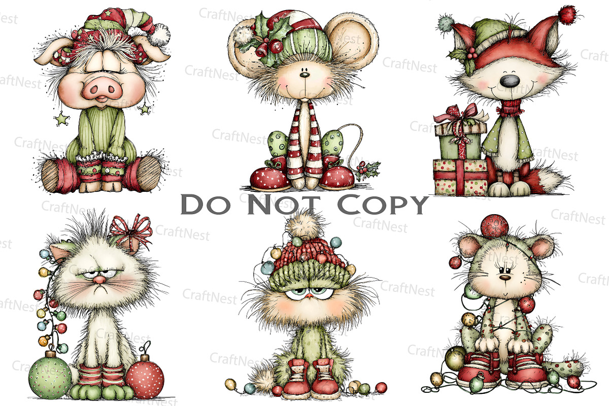 Whimsical Grumpy Animals Christmas, an Illustration by Craft Nest (Photo 3 of 8)