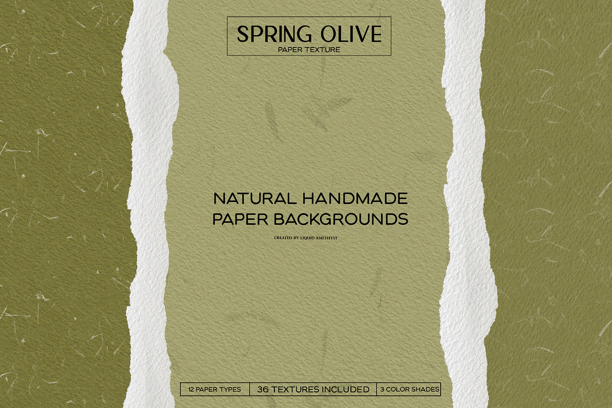 Spring Olive Handmade Paper Set, a Background Graphic by Liquid Amethyst Art (Photo 4 of 6)