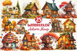 Whimsical Autumn House Clipart, an Illustration by Dream Creation