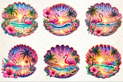 Tropical Sunset Flamingo Clipart, an Illustration by Rose Art (Thumbnail 3 of 7)