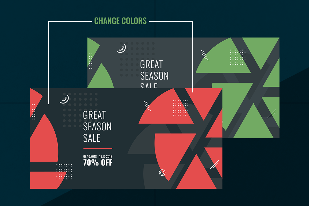 Geometric Facebook Ad Templates, a Social Media Template by Graphicase