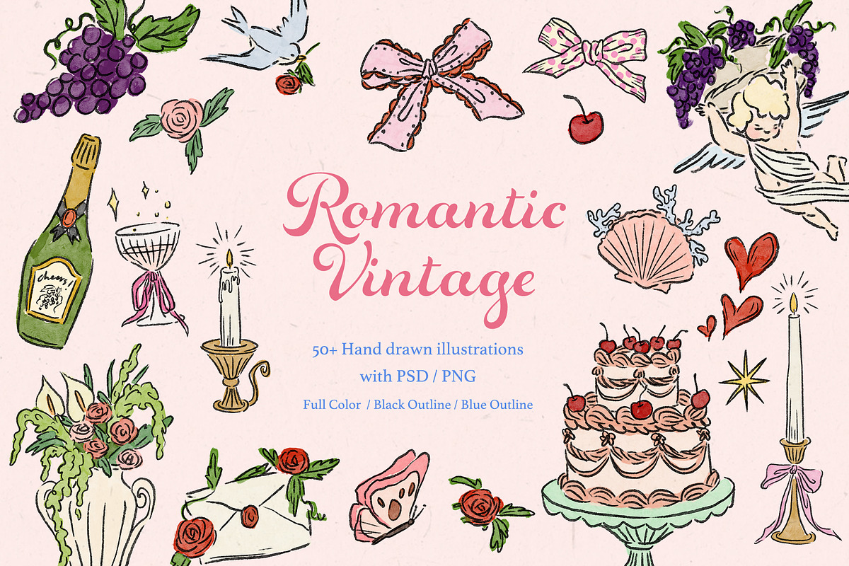Romantic&Vintage illustrations, a Decorative Illustration by boniroom (Photo 1 of 10)