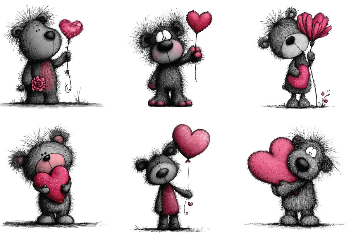 Teddy Bear Valentine Clipart, an Illustration by CraftArtStudio (Photo 3 of 6)